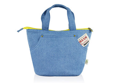China Denim Canvas Tote Bags Simple Japanese Style Light - Weight 22*22*16CM Size supplier