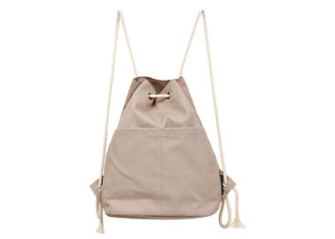 China Lightweight Canvas Drawstring Backpack , School Bags For Girls PU Leather Pocket supplier