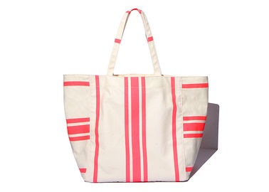 China 600D Polyester Canvas Tote Bags Striped Print Environmental Protection supplier