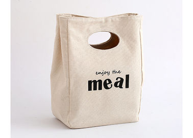 China Cute Cotton Canvas Lunch Cooler Bags Reusable With Digging Hole Design Handle supplier