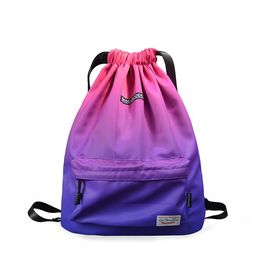 Easy Carrying Drawstring Gym Backpack , Waterproof Sports Backpack Leaf Blade Pattern supplier