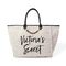 Natural Canvas Tote Bag 39*32*15CM Fashionable Text Pattern With Chain supplier