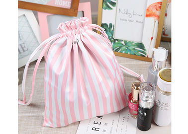 Promotional Drawstring Makeup Pouch / Cosmetic Toiletry Bag Beauty With Satin Printed supplier