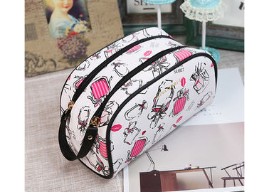 Washable PVC Leather Promotional Toiletry Bag Protable With Double Zipper supplier