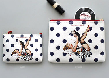 Cartoon Travel Toiletry Bag / PU Leather Ladies Clutch Bag Silk Printed supplier