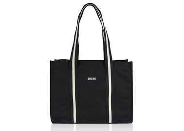 4 Colors Canvas Tote Bags Customized Reusable Striped PP Webbing Lightweight supplier