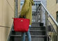 Solid Color Ladies Canvas Bags , Womens Canvas Handbags With Stripe Handle supplier