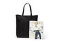 Cotton Canvas Tote Bags Black Nylon Fabric With Patent Leather PU Handle supplier