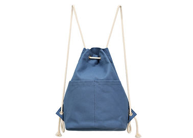 Lightweight Canvas Drawstring Backpack , School Bags For Girls PU Leather Pocket supplier