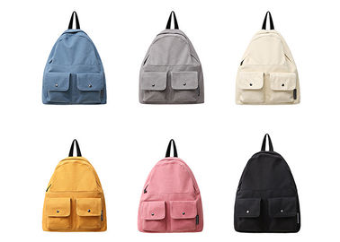 Promotional Custom Cheap Khaki Cute Vintage Outdoor Computer Canvas Sports Backpacks Wholesale With Button Pockets supplier
