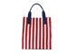 Reusable Lunch Cooler Bags Stripe Pattern With Pure Cotton Texture Handle supplier