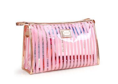 Black Stripes Portable Washing Bag , Waterproof Transparent Makeup Bag supplier