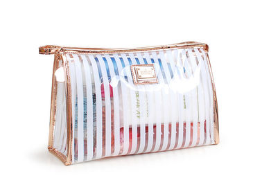 Black Stripes Portable Washing Bag , Waterproof Transparent Makeup Bag supplier