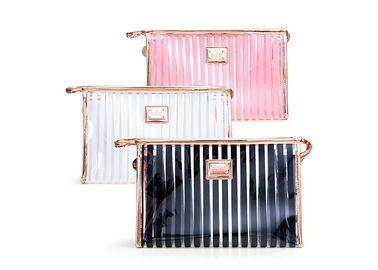 Black Stripes Portable Washing Bag , Waterproof Transparent Makeup Bag supplier