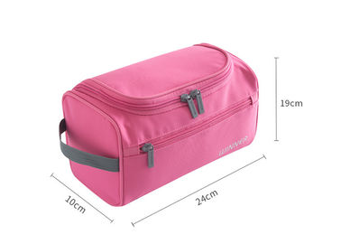 Polyester Travel Toiletry Bag OEM / ODM Service Pink Color For Ladies supplier