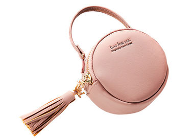 Small Round Pu Leather Bag Fashion Hand Take Change Card Package With Tassel supplier