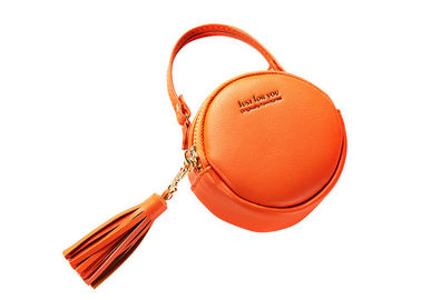 Small Round Pu Leather Bag Fashion Hand Take Change Card Package With Tassel supplier