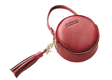 Small Round Pu Leather Bag Fashion Hand Take Change Card Package With Tassel supplier