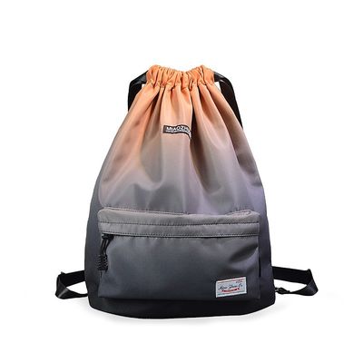 Easy Carrying Drawstring Gym Backpack , Waterproof Sports Backpack Leaf Blade Pattern