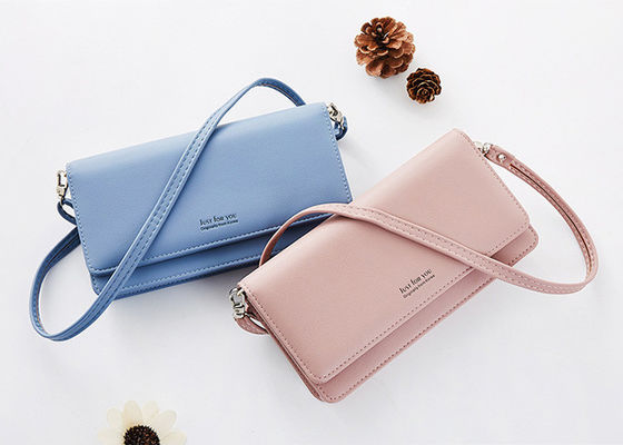 Ladies Simple Pu Leather Shoulder Bag , Oem Slung Fashion Long Wallet